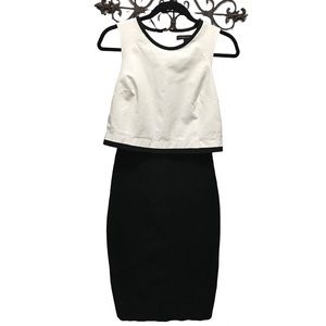 BANANA REPUBLIC fitted pencil tube dress with cropped top black and white size 6